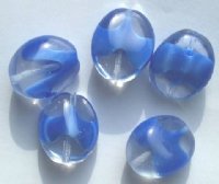 5 25x21x19mm Satin Sapphire Crystal Givre Oval Nuggets
